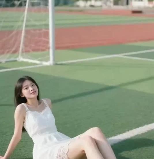 这位美女打球打的实在太累了，躺在球场上休息起来，运动也不能过度，凡事都不能过度，