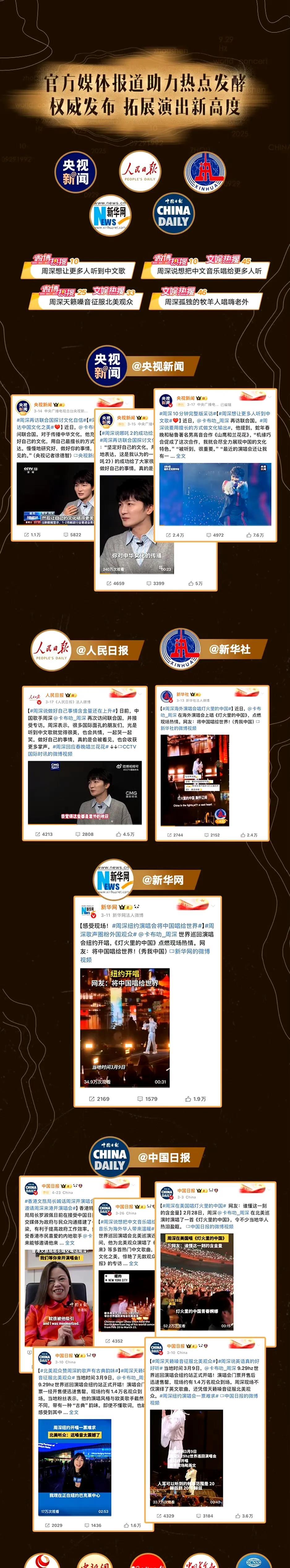 周深的官媒主持的热搜有多牛？

周深的世界巡回演唱会期间

周深想让更多
