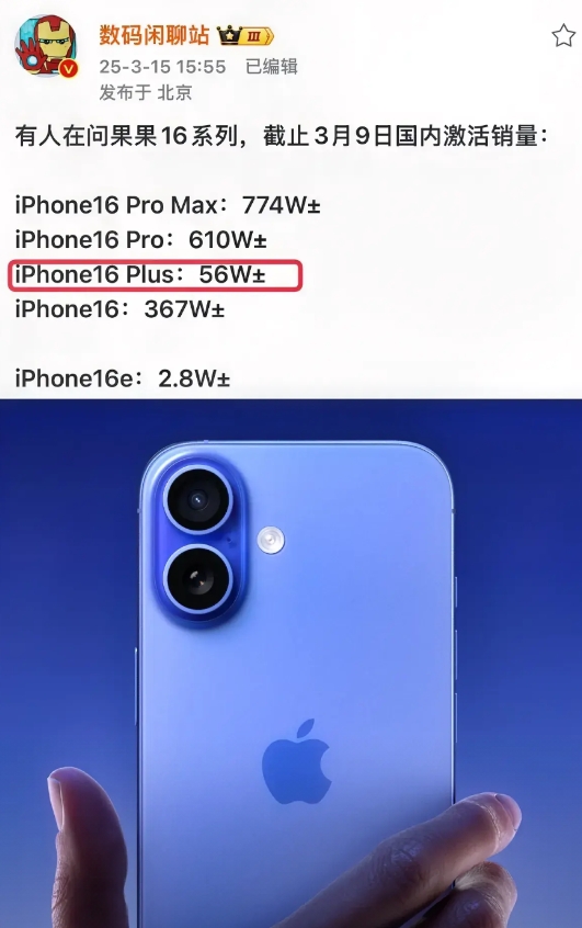 苹果手机居然卖不动！

终于明白苹果为何要砍掉iPhone 16 Plus了。