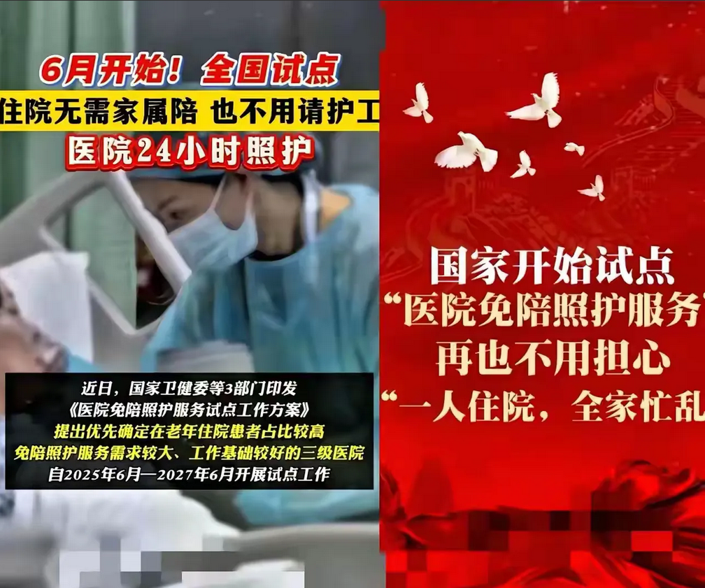 医院开心死了，“免陪照护服务”将是医院新的创收来源。
都不用现有的护士费劲，不用
