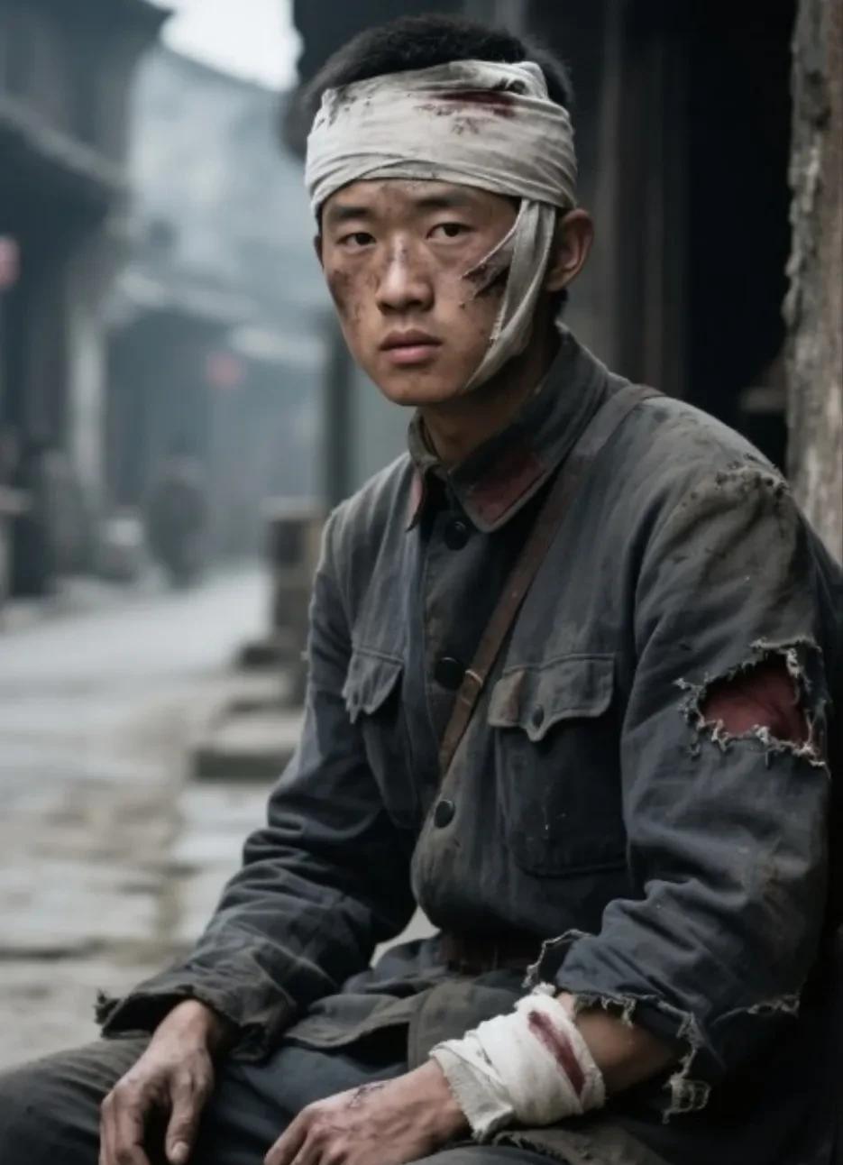1937年，一西路军伤员正坐在街边讨饭，一个国民党士兵走了过来。他上下打量了伤员