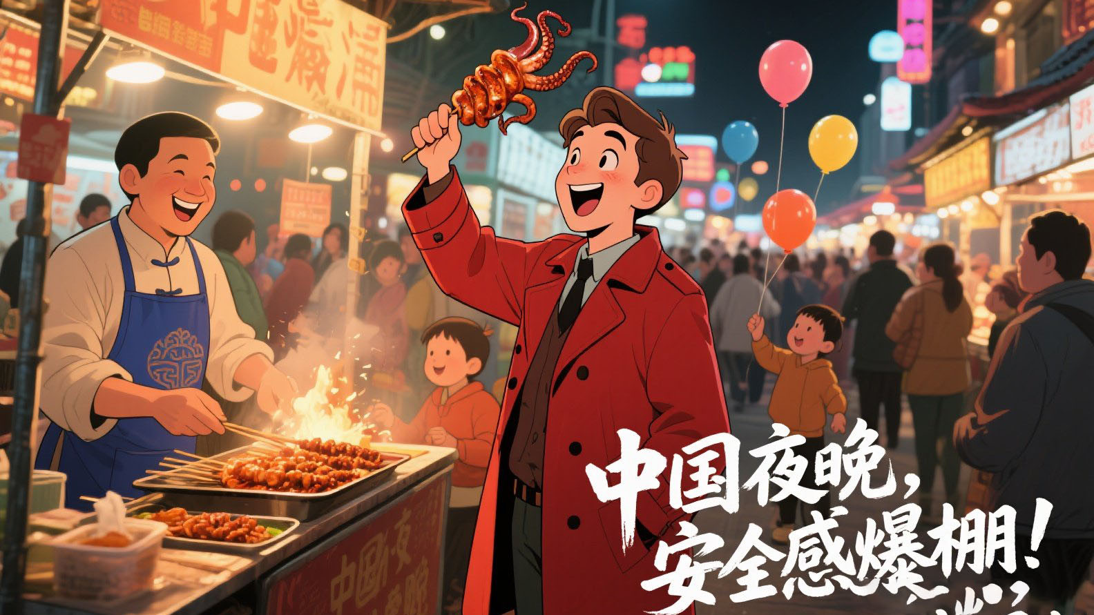 俄罗斯小哥深夜街头感叹：在中国夜晚比白天还安全！