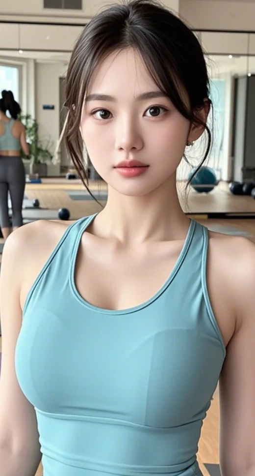 瑜伽馆的光影里，她拍照尽显优雅风姿