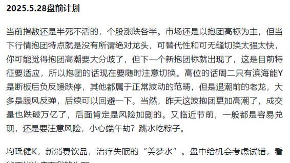 2025年5月29日盘前计划。