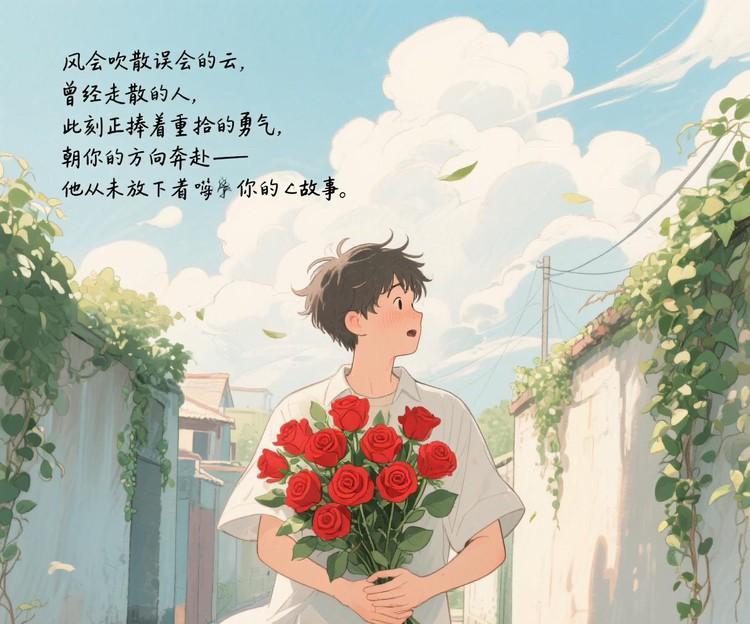 风会吹散误会的云
曾经走散的人
此刻正捧着重拾的勇气
朝你的方向奔赴——
他从未