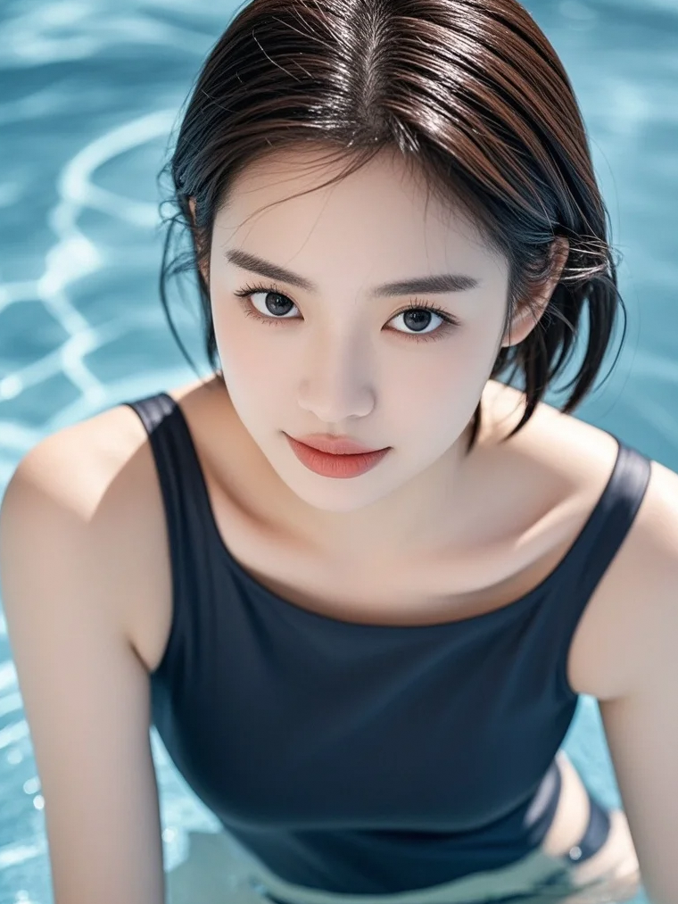 泳池边的她，是今夏最动人的风景线