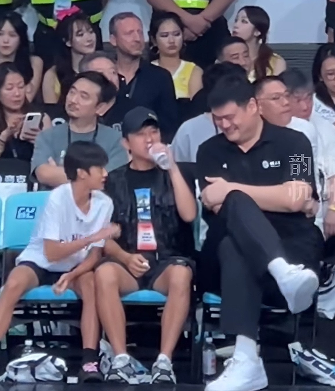 姚明和邓超儿子在聊什么，笑得合不拢嘴