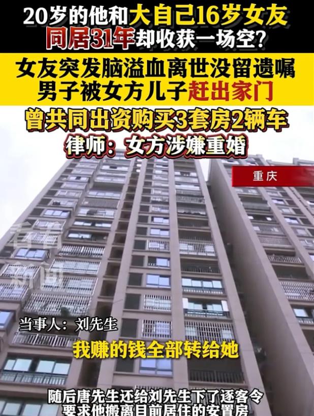 重庆，20岁男子和36岁已婚女子相爱，二人同居31年，共同购买3套房2辆车。31