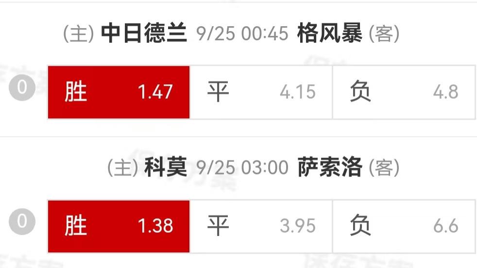 {一脚球}竞彩推荐：中日德兰VS格拉茨风暴+科莫VS萨索洛