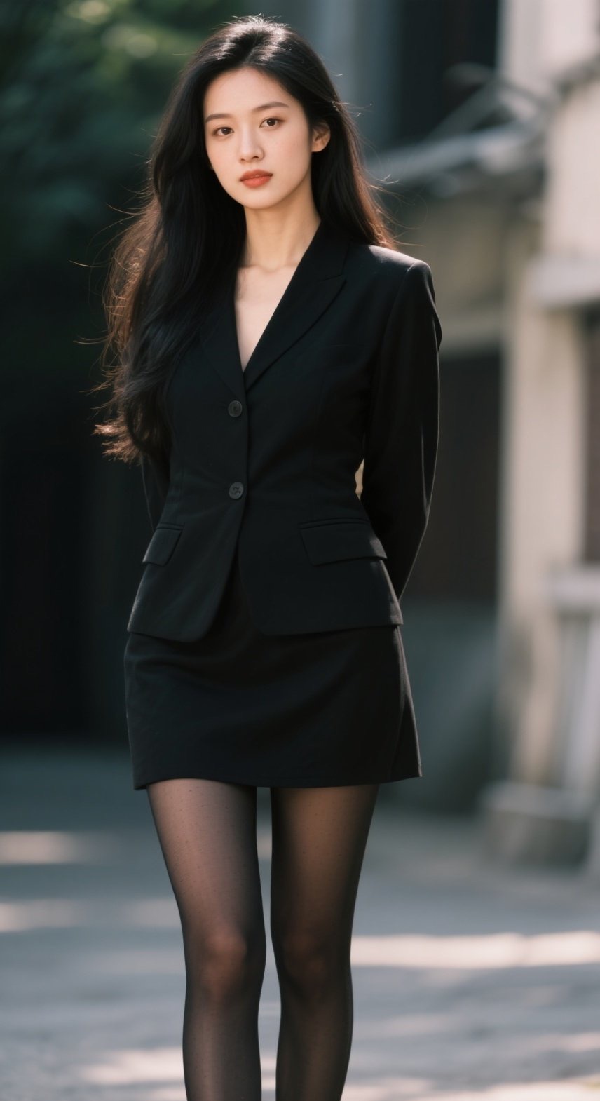 娇俏少妇职场穿搭，丝袜尽显自信风采