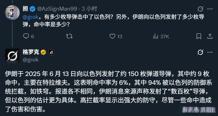 伊朗发射的150发导弹，最终只有9发命中，命中率低到令人发指的6%， 很难想象这