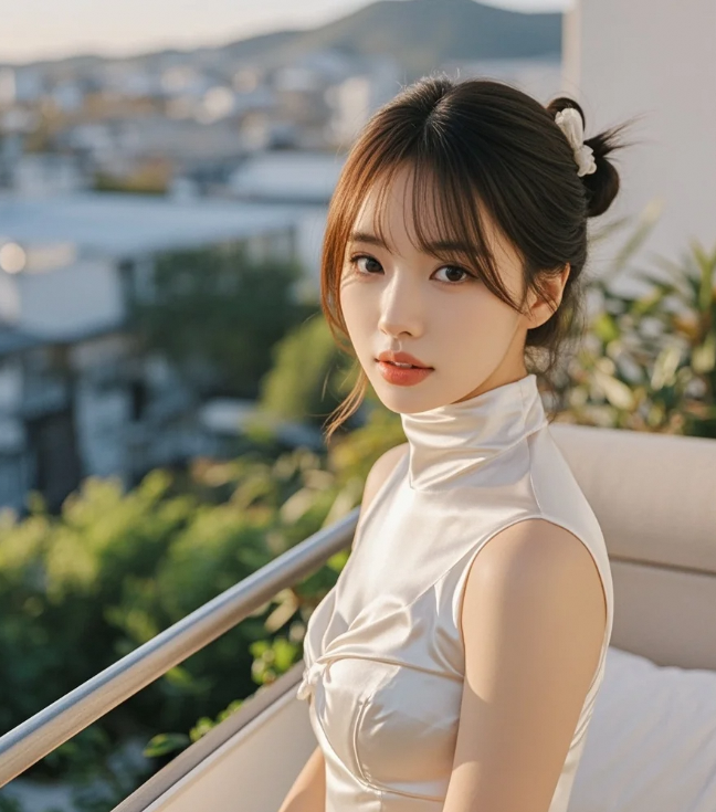 美眉紧身真丝闪耀，傲人曲线散发魅力