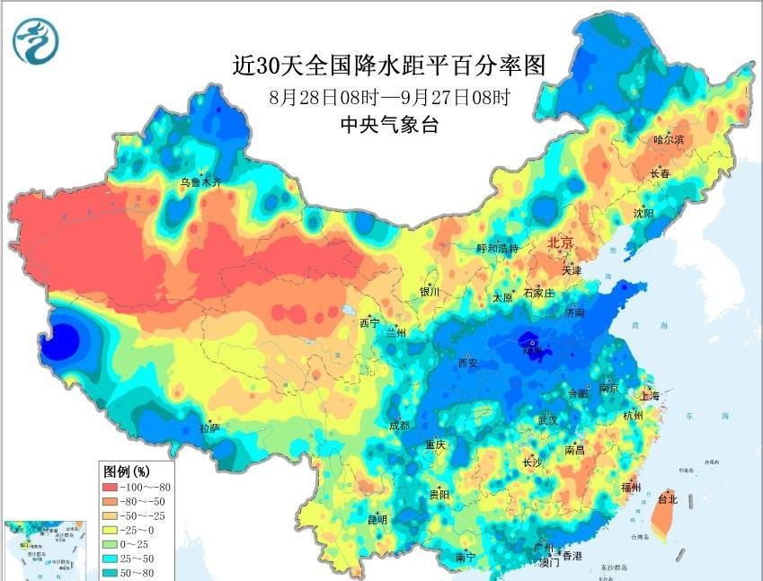 河南降雨严重偏多，部分地区偏多400%以上！偏强秋雨还将继续
根据监测，最近30