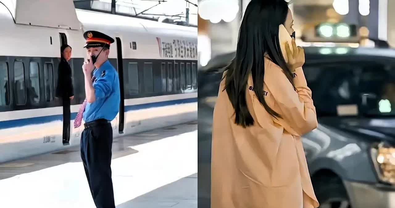 四川一女子乘高铁出站时，发现一名穿着铁路工作人员制服在站台上抽烟，于是拍下了照片