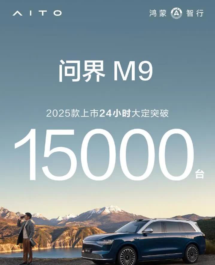 2025款问界M9上市24小时大定破1.5万台。


之前小定报的数据是3