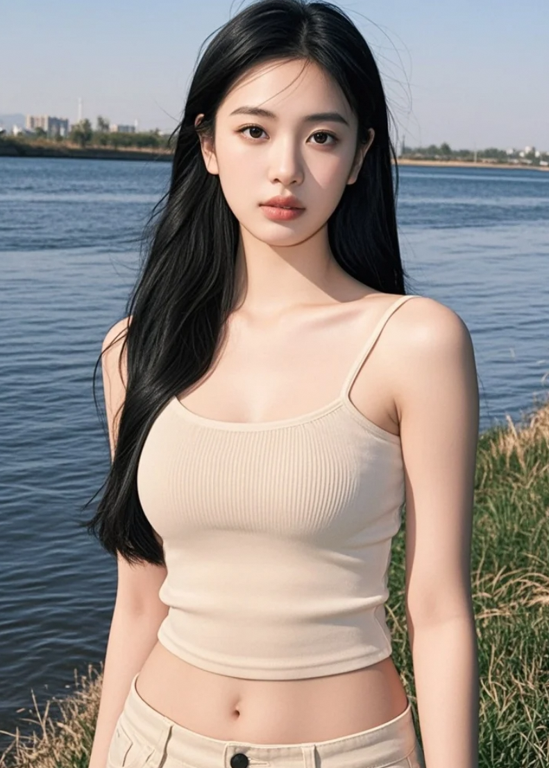 河畔甜心俏皮笑 少女感与优雅并存
