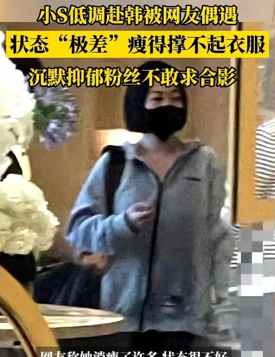 6月23日，有网友在首尔江南区偶遇小S。当日她身着宽松灰卫衣，口罩遮面，身形清瘦