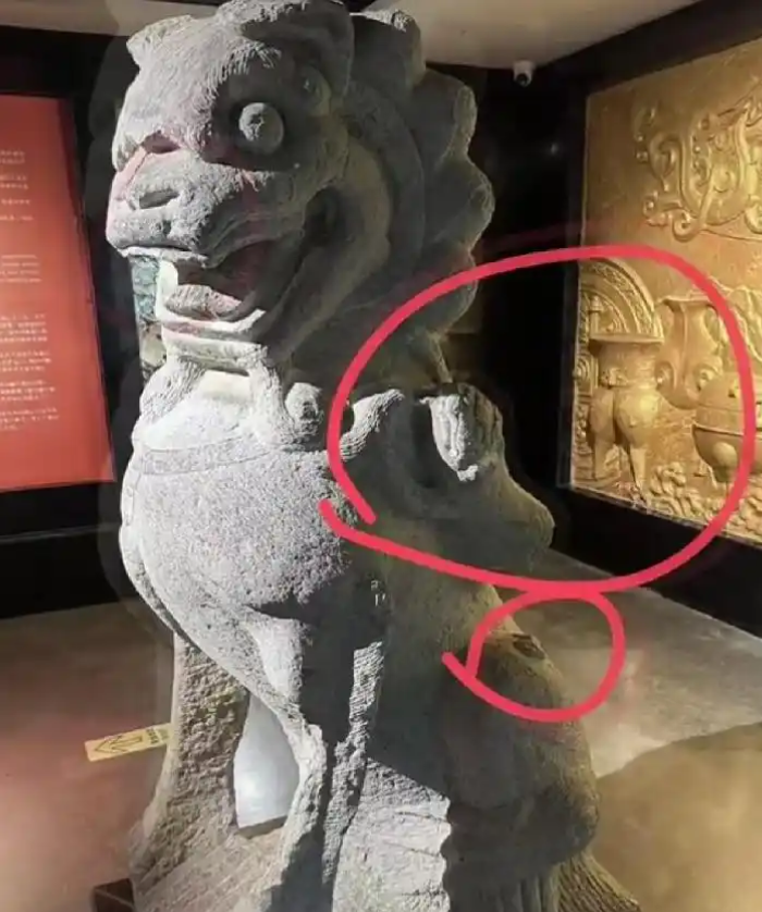 这是要硬刚到底了！安徽男子旅游时到了徐州的一家私人博物馆参观，可看到一个石狮子时