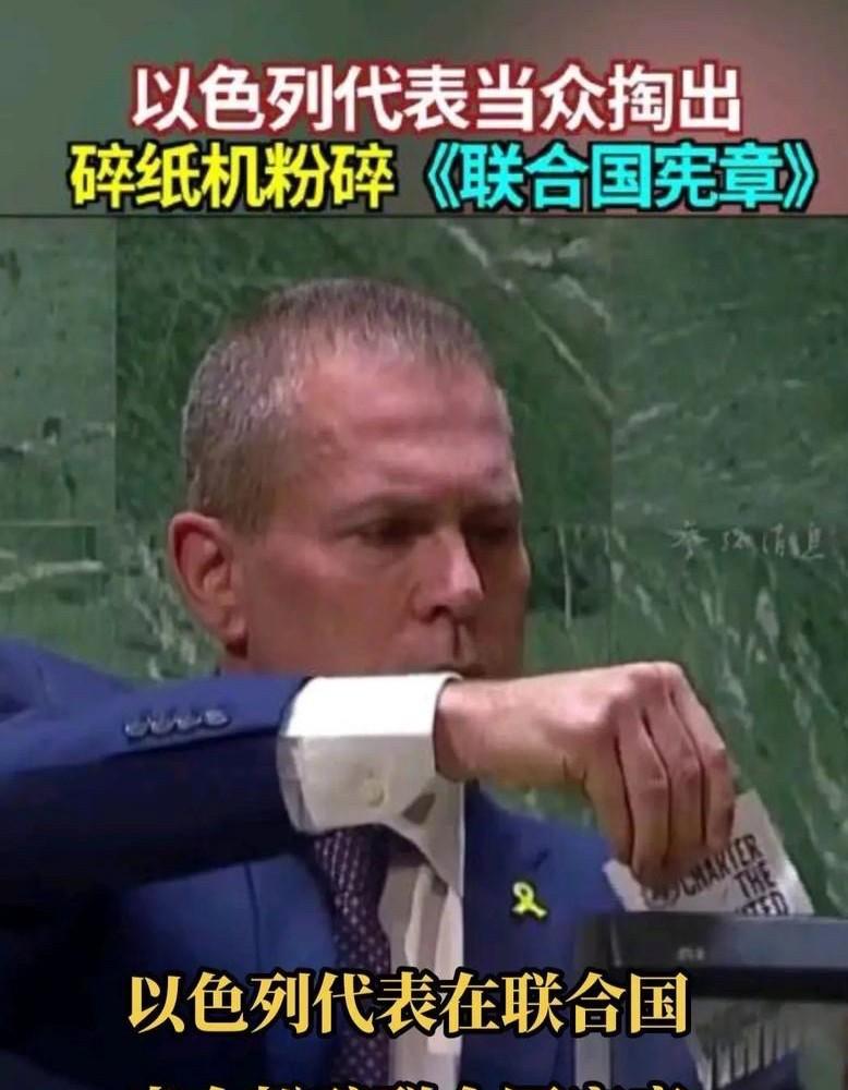 发飚了！联合国代表当众掏出碎纸机直接粉碎宪章，以色列不接受任何指责！
以色列驻联