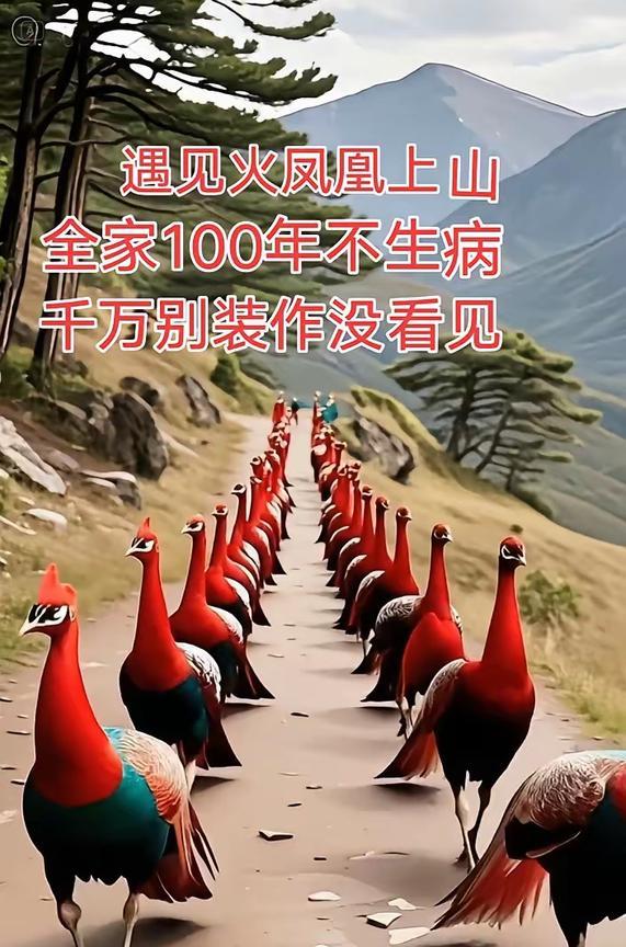 遇见火凤凰上山，全家100年不生病。
千万别装作没看见。