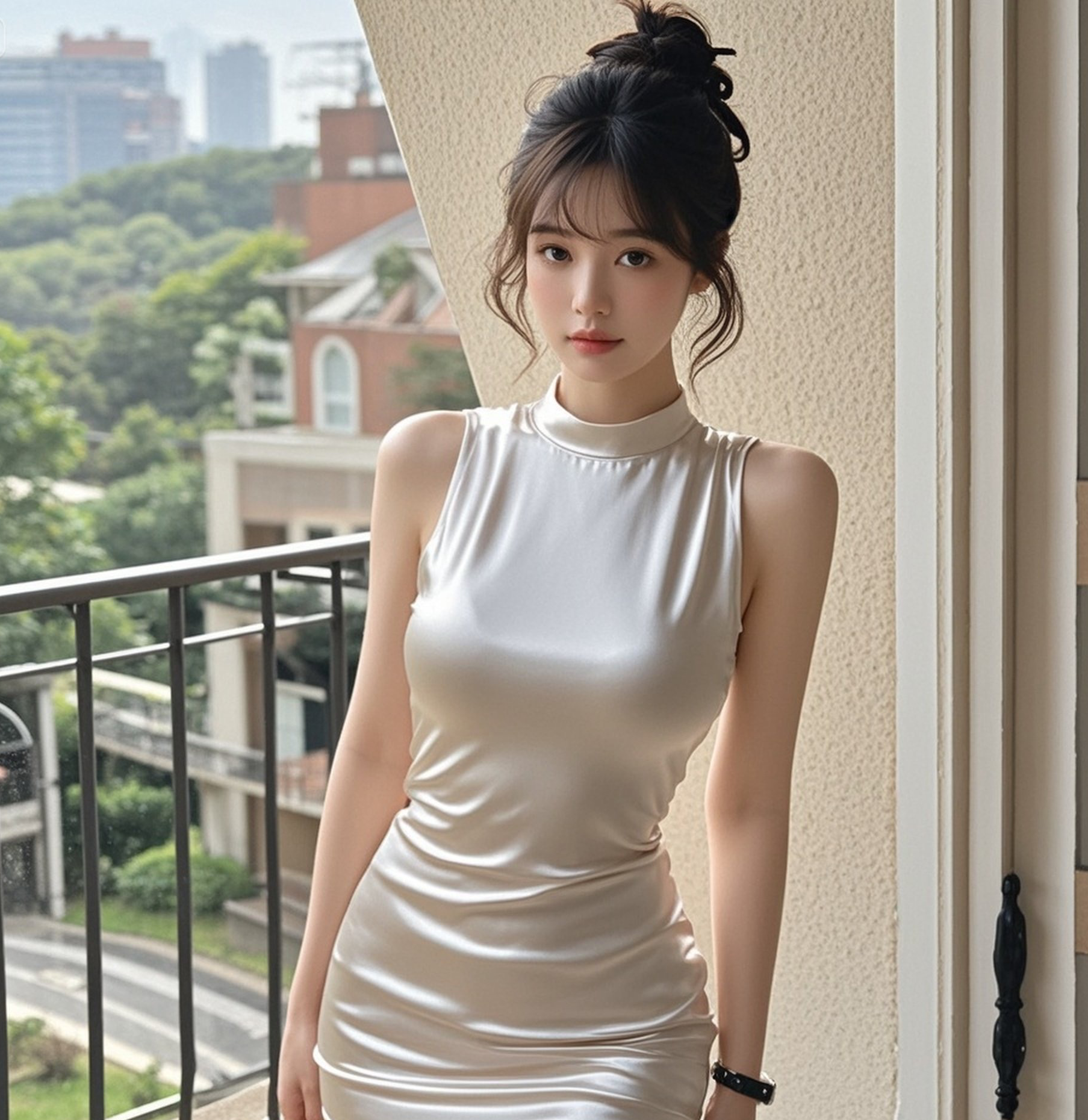 美眉真丝裙风情万种，S曲线秒杀镜头