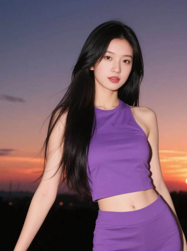 落日  露营  美女 帐篷  是休息的惬意