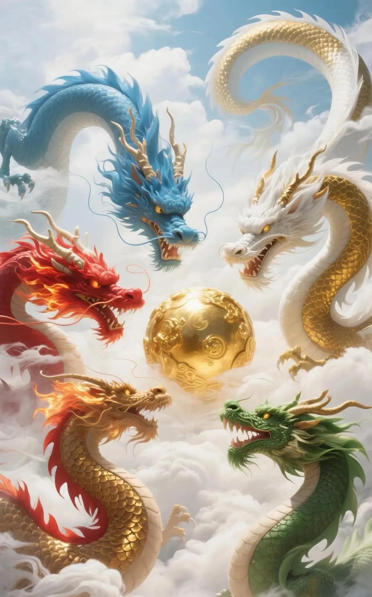 五龙戏珠，见者好运
日进斗金，财源广进