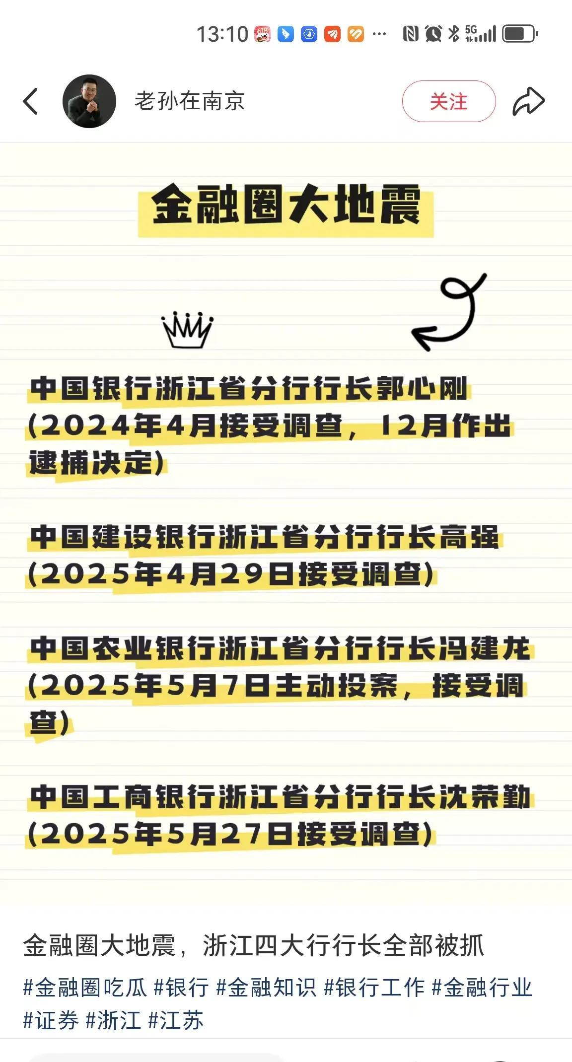 四大银行一把手
纷纷落马？