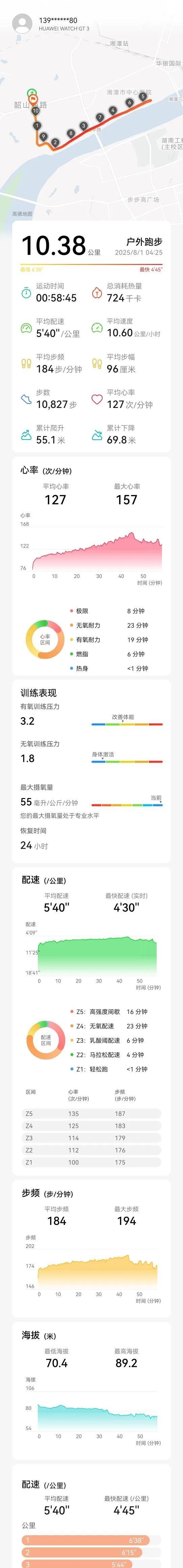 7月份，无氧燃脂跑了一个月，结果是摄氧量没有什么变化，但这跑力从56.8一直降到