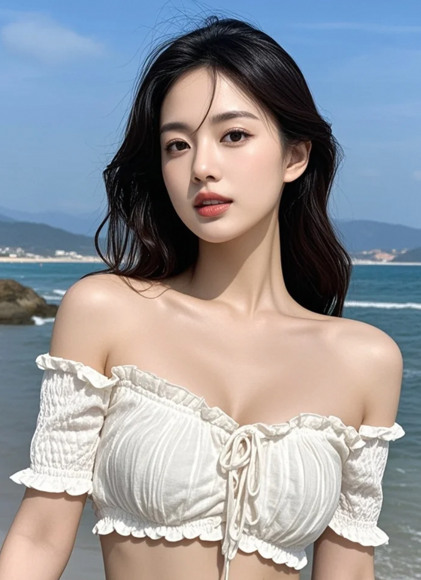 她的背影消失在海天之间，却留在了我的心里