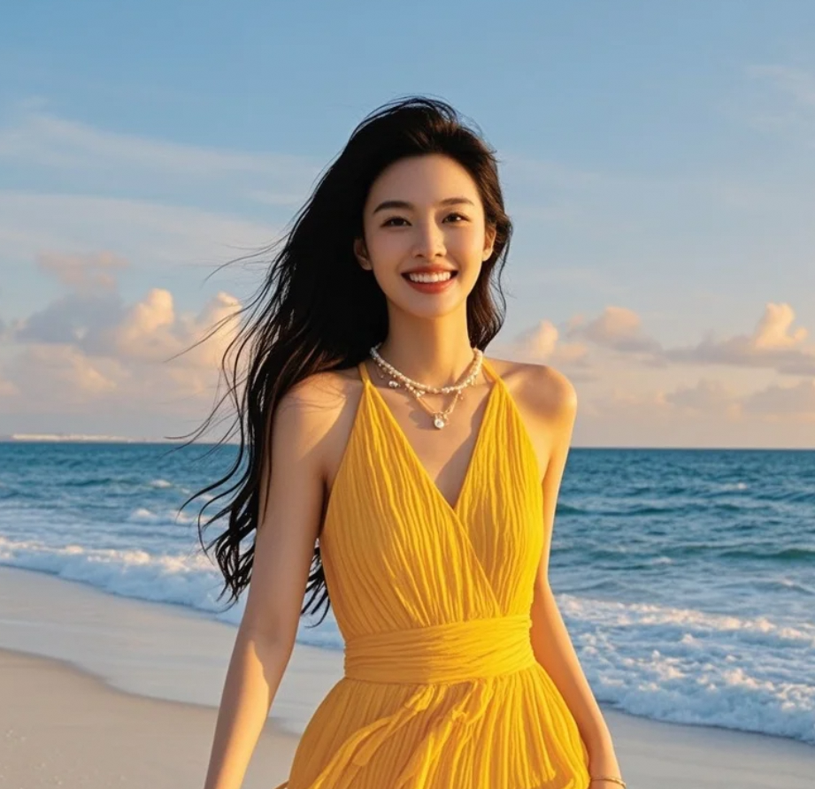 海风是她的造型师，随意却最动人