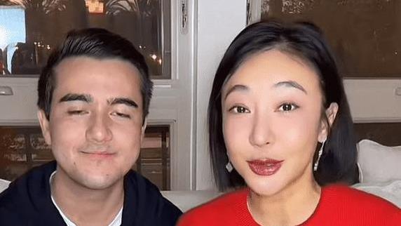 姜尘与小15岁老外完婚，红色低胸礼服吸睛无数
