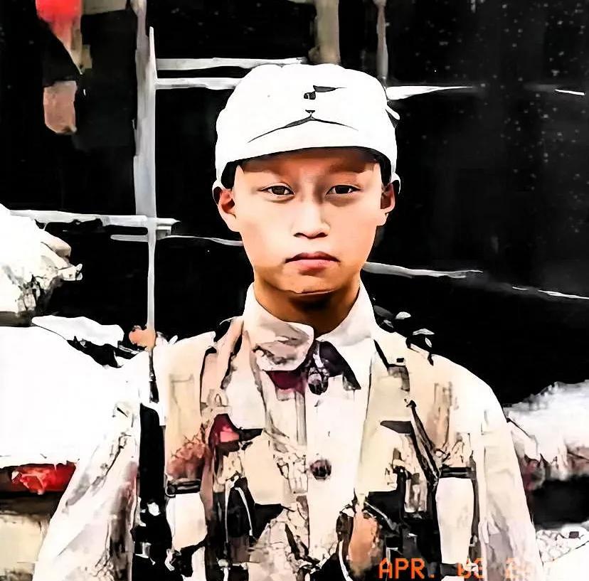 1937年，淞沪会战中，15岁的小战士韦容松。难以置信的是，他曾单枪匹马干掉6名