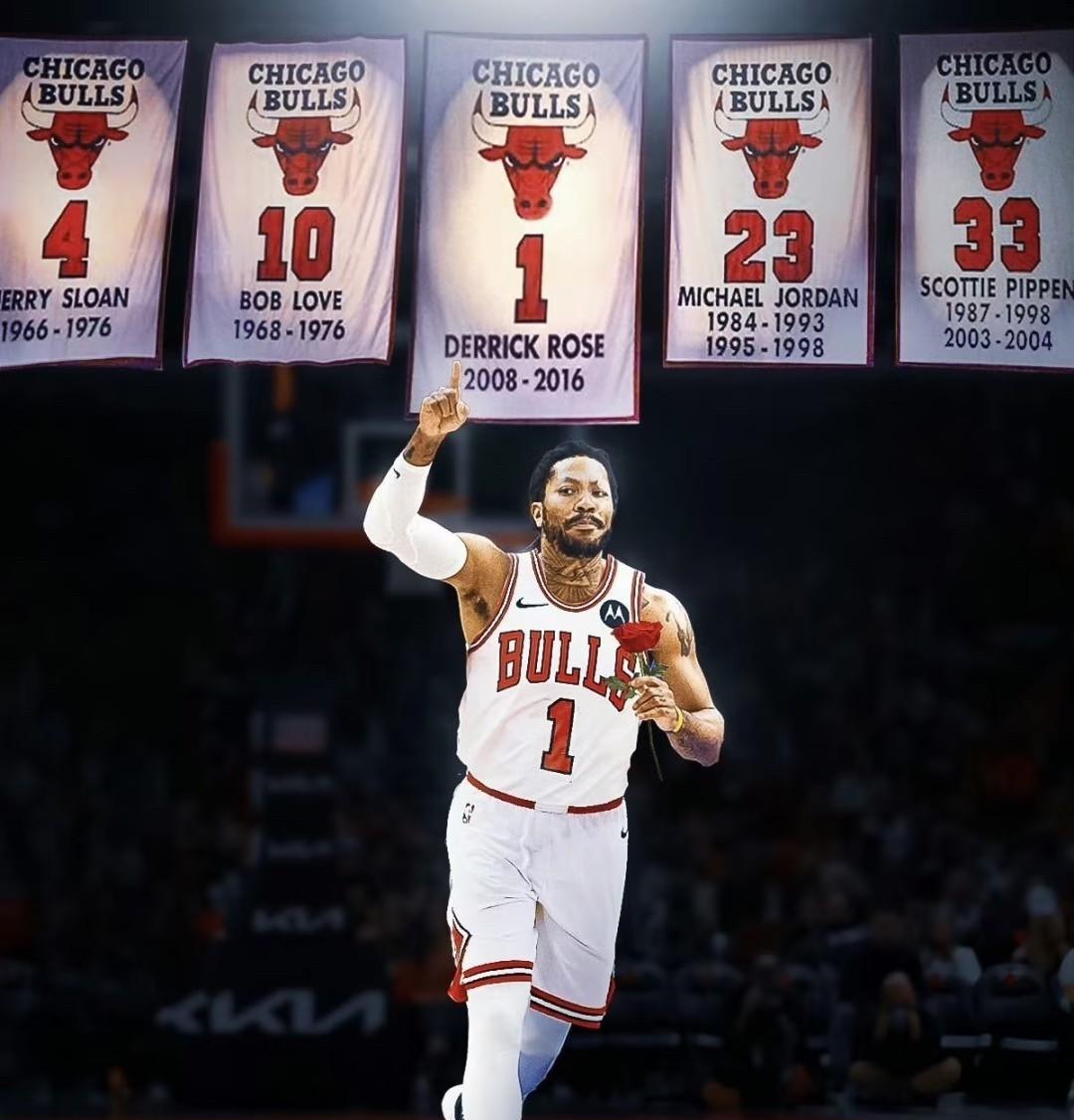 玫瑰永不凋零！队史第六星球衣高悬公牛主场
2008年罗斯参加NBA选秀被公牛用状