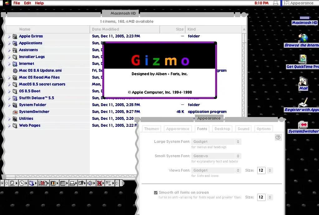 Mac OS 之前是可以更换主题的
在乔布斯回归前，Mac OS 8（Copla