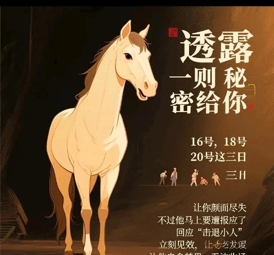 马：绝密情报速查！！
16号、18号、20号三天
马：暗处藏着搬弄是非的小人！