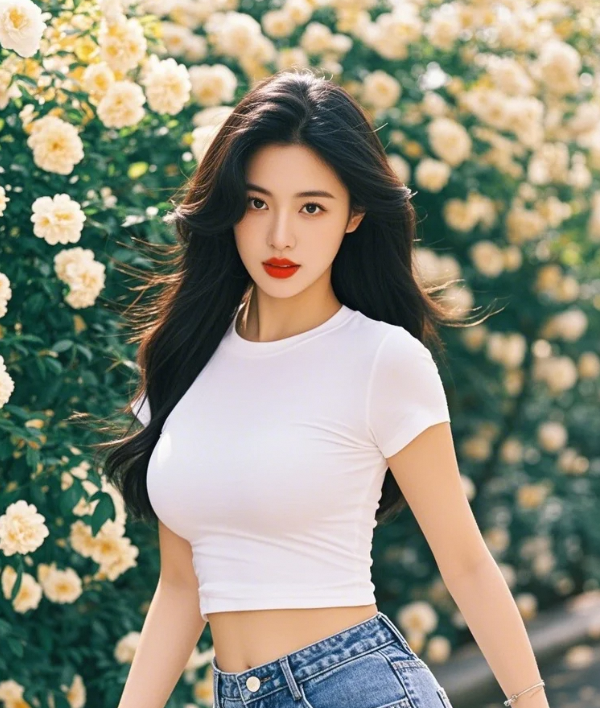 风动花影摇曳时，捕捉少女与自然的私语