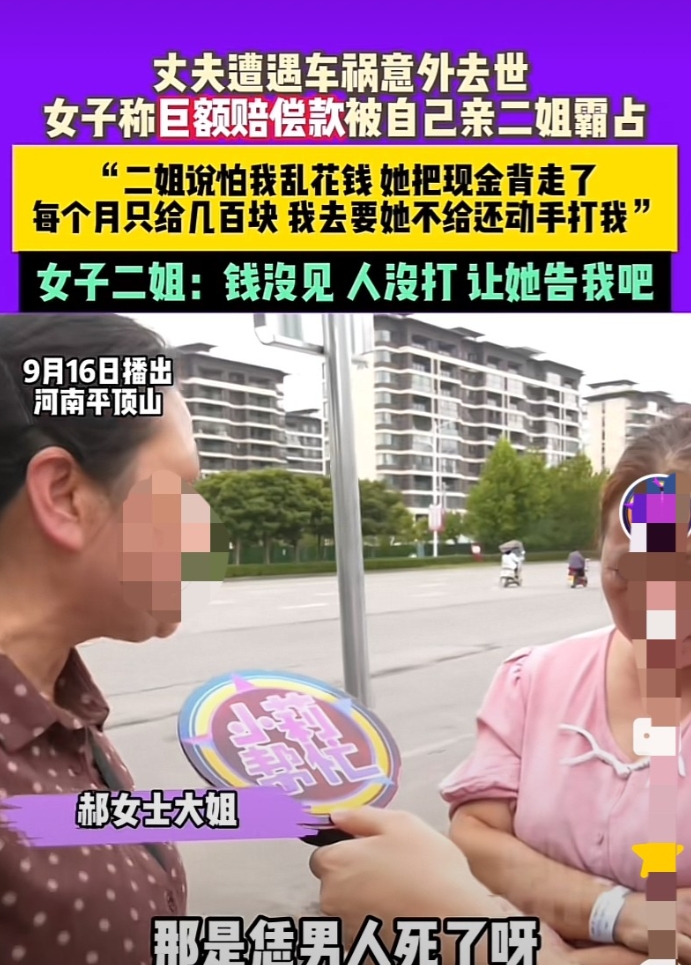“一点亲情也没了！”河南平顶山，女子丈夫不幸遭遇车祸去世，女子二姐帮女子打赢官司