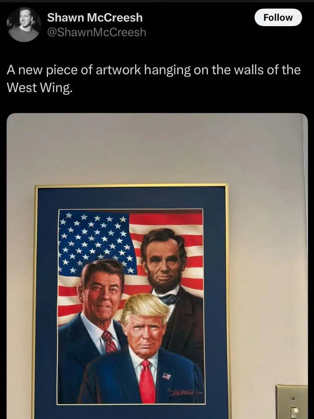 白宫新画挂出，引发热议！











你知道吗？白宫最近挂了一幅画，简