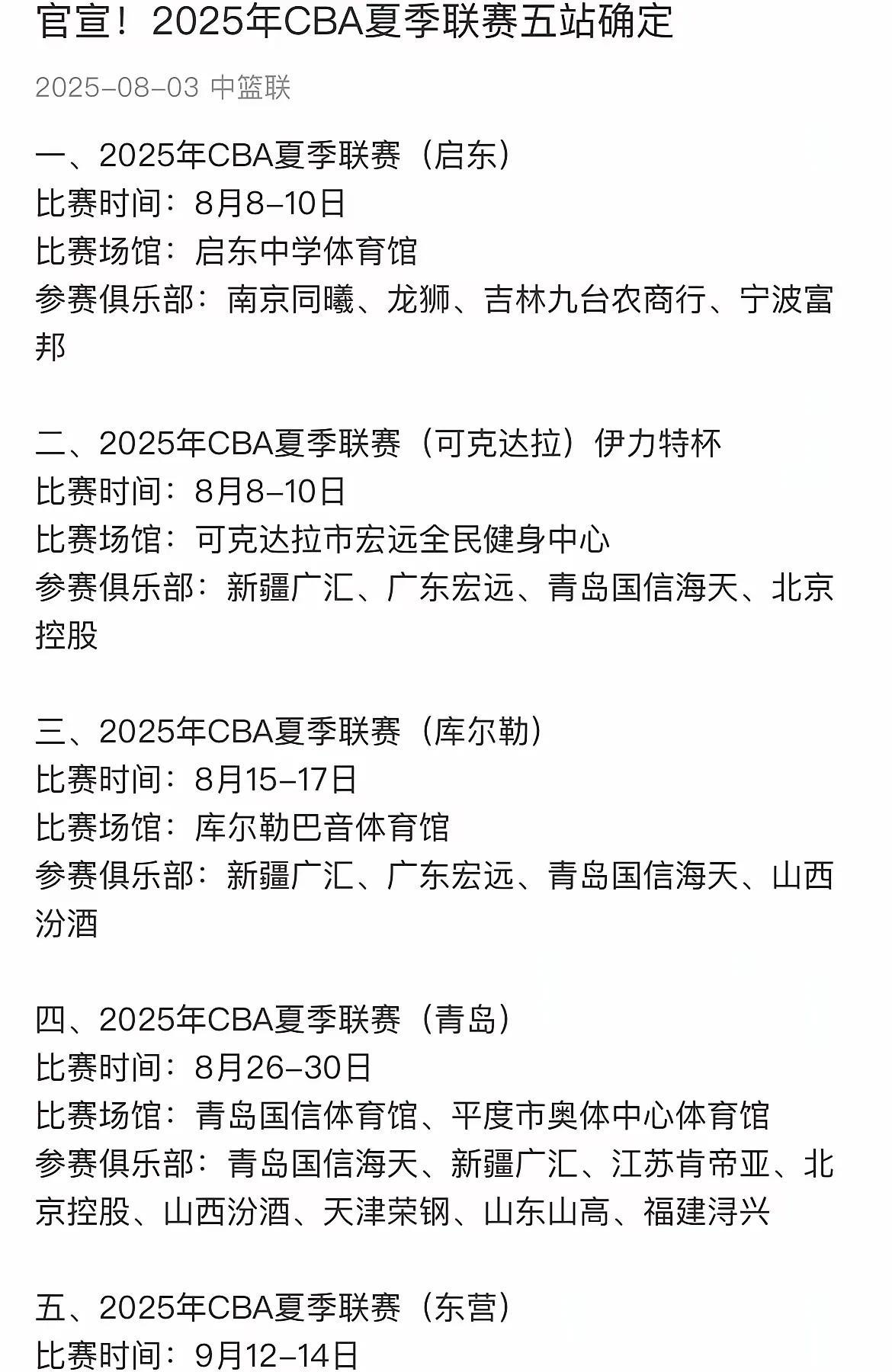 千呼万呼始出来
CBA的夏季联赛来了
不过，随着村BA的来袭，CBA的夏季联赛又