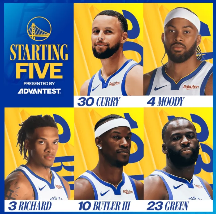 NBA常规赛，勇士今日背靠背客场挑战马刺。
赛前，勇士公布球队本场首发阵容：斯蒂