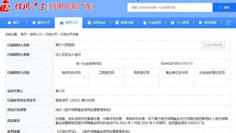 广东一医院被处罚