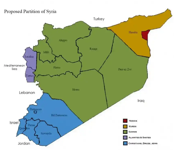 叙利亚一分为四可能是最好的结局。
阿萨德家族用了几十年也没有把叙利亚亚境内各教派