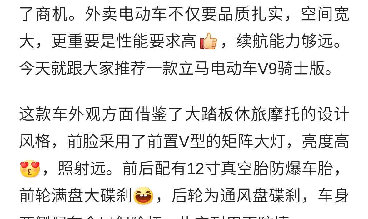 立马电动车V9骑士版–外卖神车！