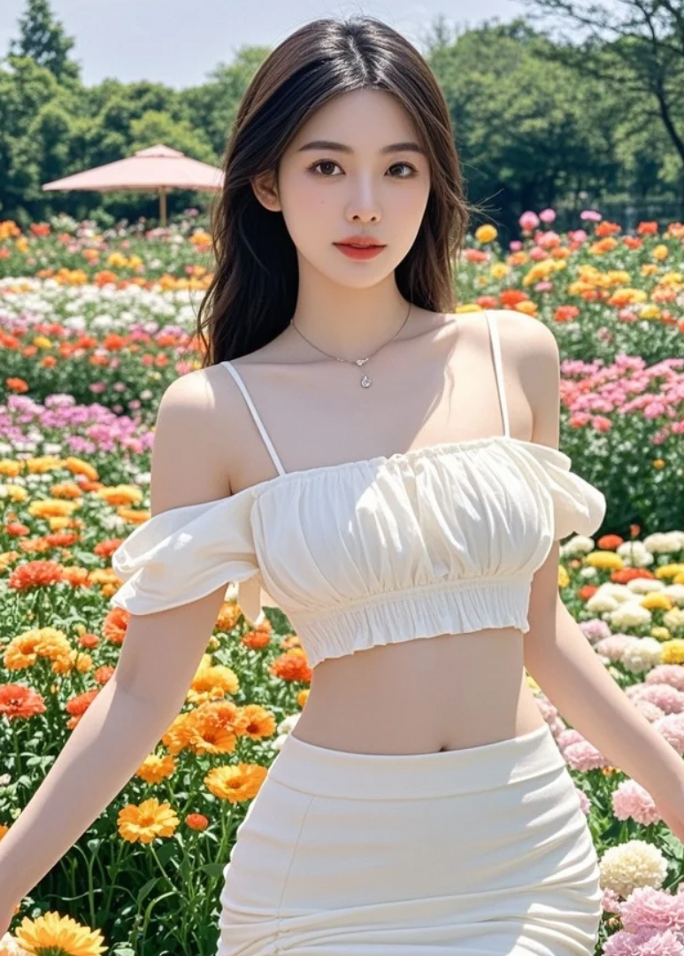 花海里的她，美得让人移不开眼