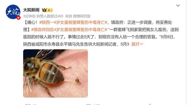 陕西4岁女童遭蜂群攻击送医后不治身亡身亡，家属含泪送别幼女，