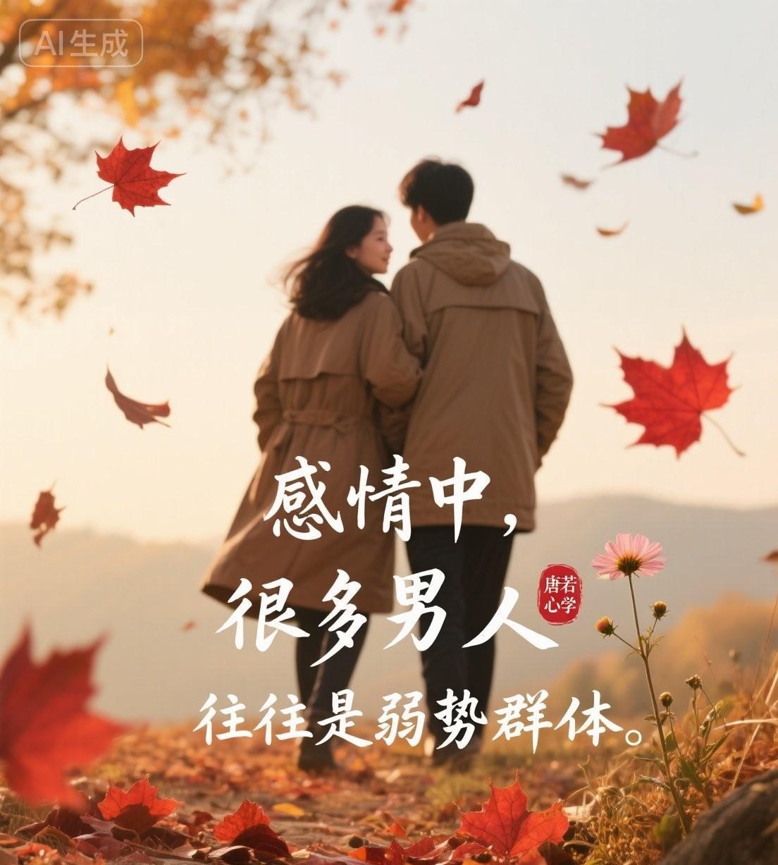 在感情中，很多男人往往是弱势群体
情感专家说，“在感情的世界里，看似占据主动的男