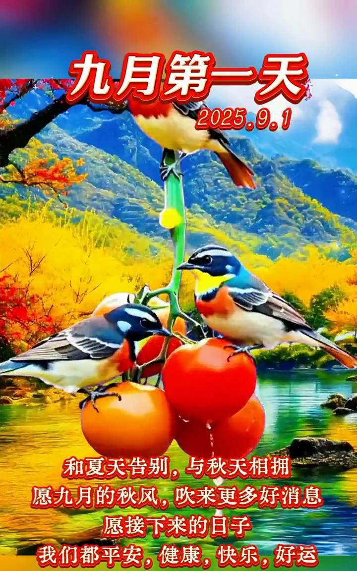 九月第一天，2025.9.1。
和夏天告别，与秋天相拥。愿九月的秋风，吹来更多好