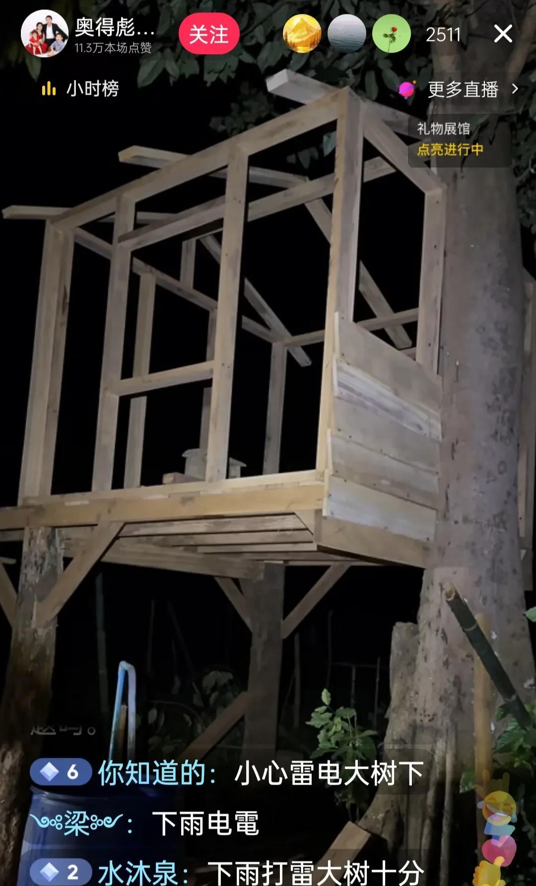 阿彪这个小“树屋”，有个致命的缺陷，应趁早解决。
直接在树上开槽，钉的那块木方，