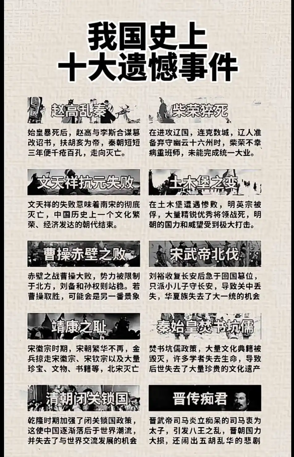 我国史上十大遗憾事件！